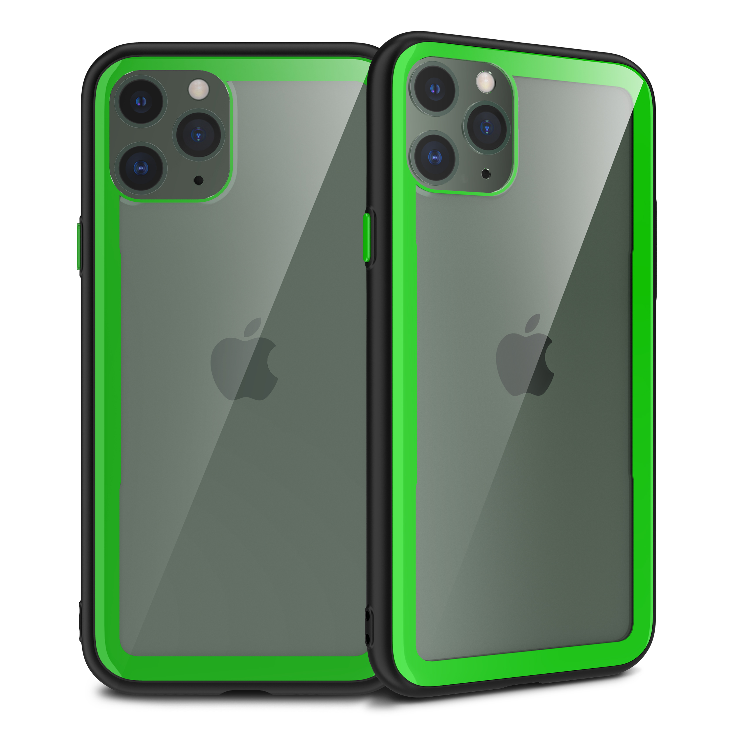 iPHONE 11 Pro Max (6.5in) Clear Slim Matte Hybrid Bumper Case (Black Green)